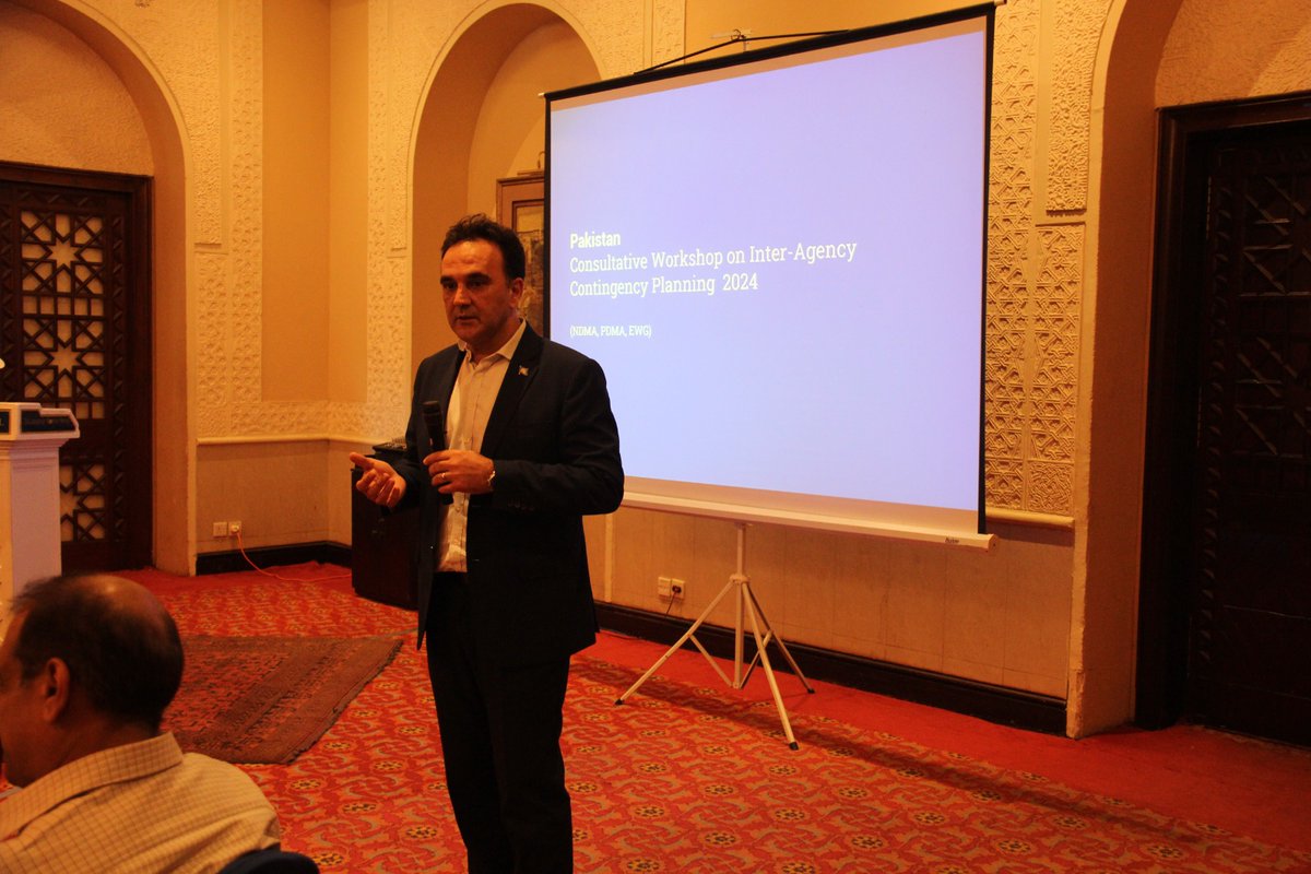 OCHAPakistan's tweet photo. OCHA Pakistan organized a second Inter-agency consultative Monsoon🌧️ contingency planning workshop on 25 March. Discussions focused on vital aspects of CP to bolster emergency response. Notable attendees: NDMA, PDMAs, PMD, and the Emergency Working Group. #UNinPak #ochapakistan https://t.co/uRMYHR8fKH
