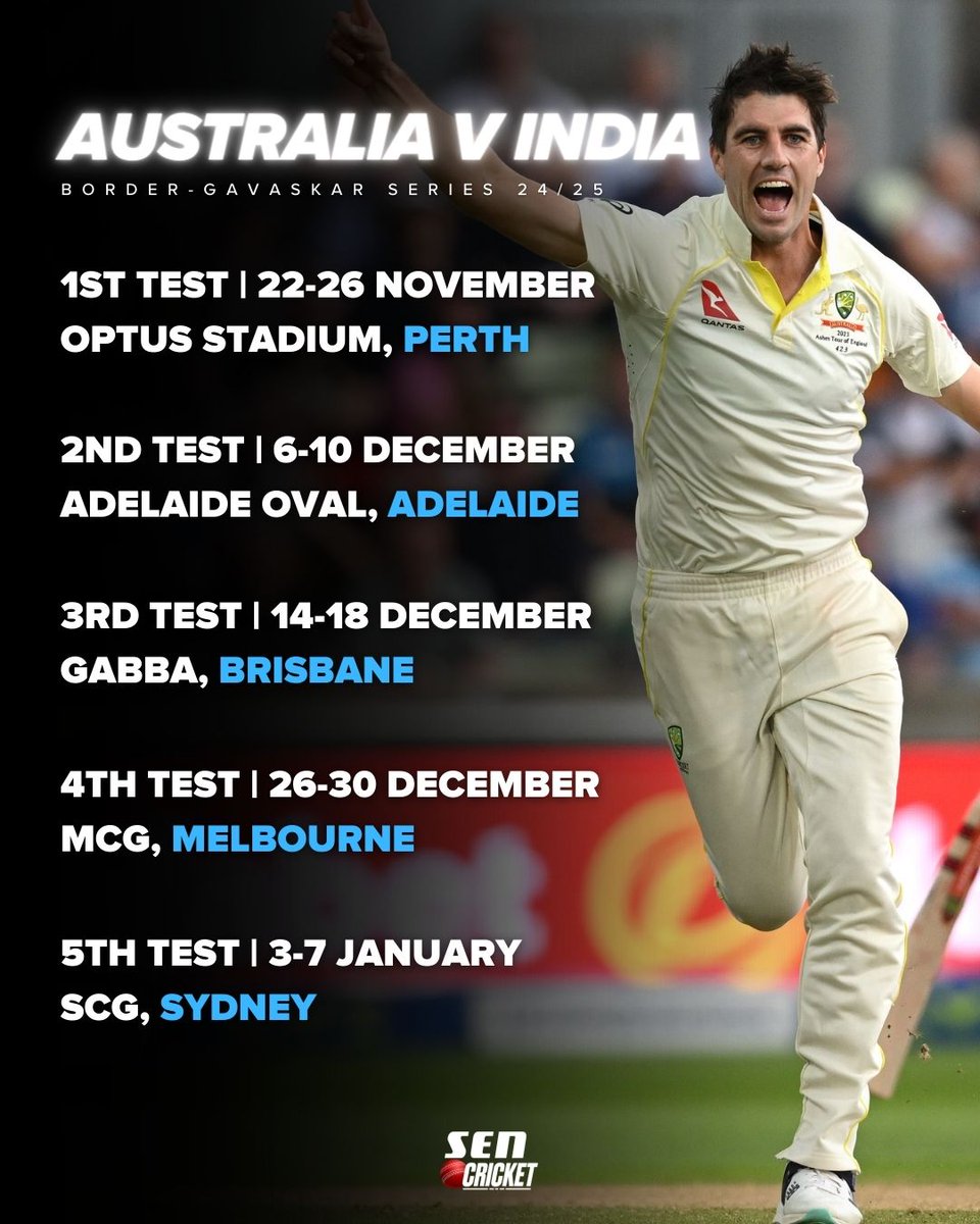 It's a massive summer of cricket ahead with today's schedule release, headlined by the 24/25 Border-Gavaskar Trophy! SEN is your home of cricket all year long 📻📲