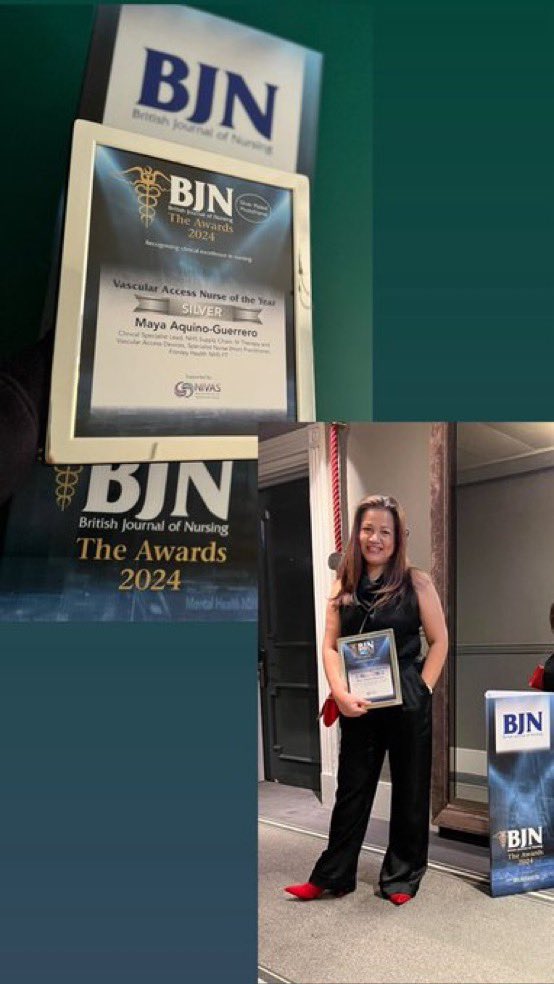 A l8 but a very heartfelt greeting to @CNS_IVnurse for being awarded the Ag Award for Vascular Access Nurse of the Year by the @BJNursing ! with @PNA_UKnurses @filipinonurseuk @FSNA_UK @AaronKyle1120 @GoalsOlivers @Louie_Horne