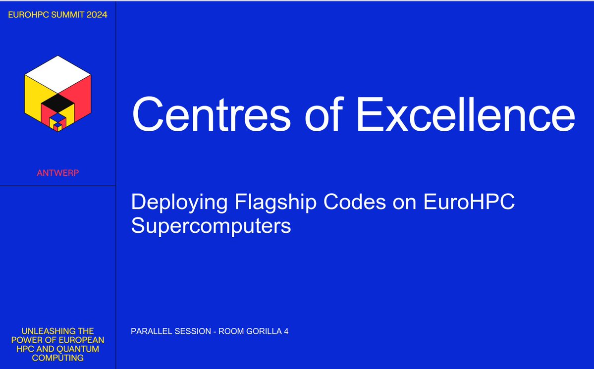 🖥️ The PPT presentations of the session 'Centres of Excellence: Deploying Flagship Codes on #EuroHPC #Supercomputers​' are already available online for download here: 👇 cdn.sanity.io/files/461i44gu… @HiDALGO2_EU @MultiXscale @Max_center2 @Cheese_CoE @EuroHPC_JU