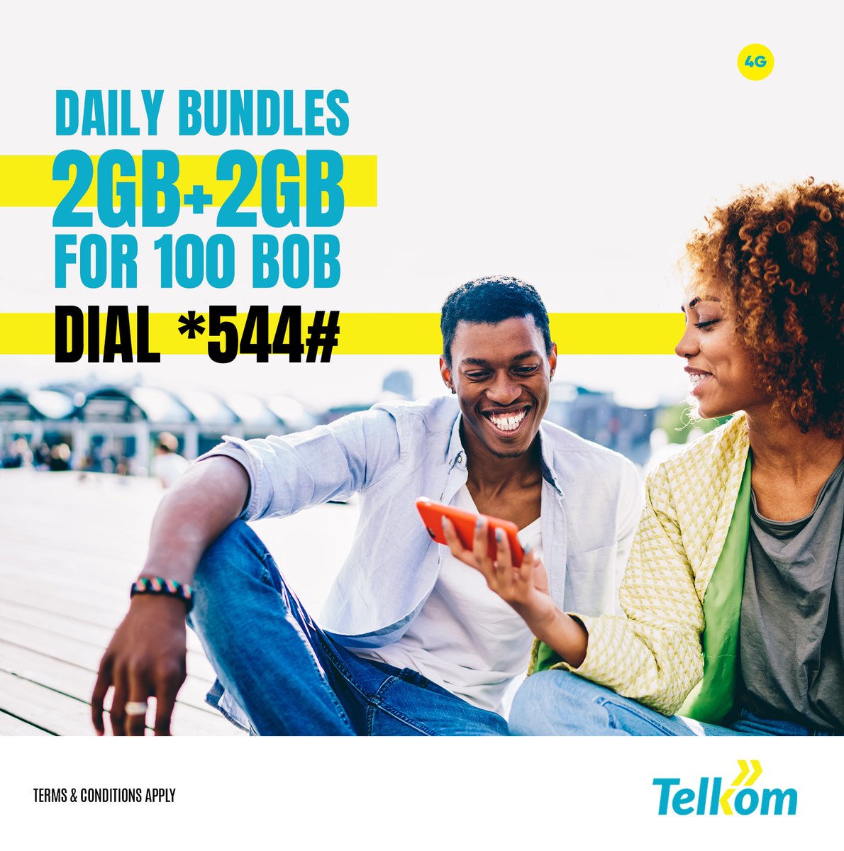 Double the data, double the fun! With 2GB day + 2GB night for just 100 bob, you get FREE WhatsApp PLUS 60 Telkom Minutes. Whether you choose to stay updated on your social media feed or dive into endless entertainment, this bundle’s got you covered. Simply dial *544*2#