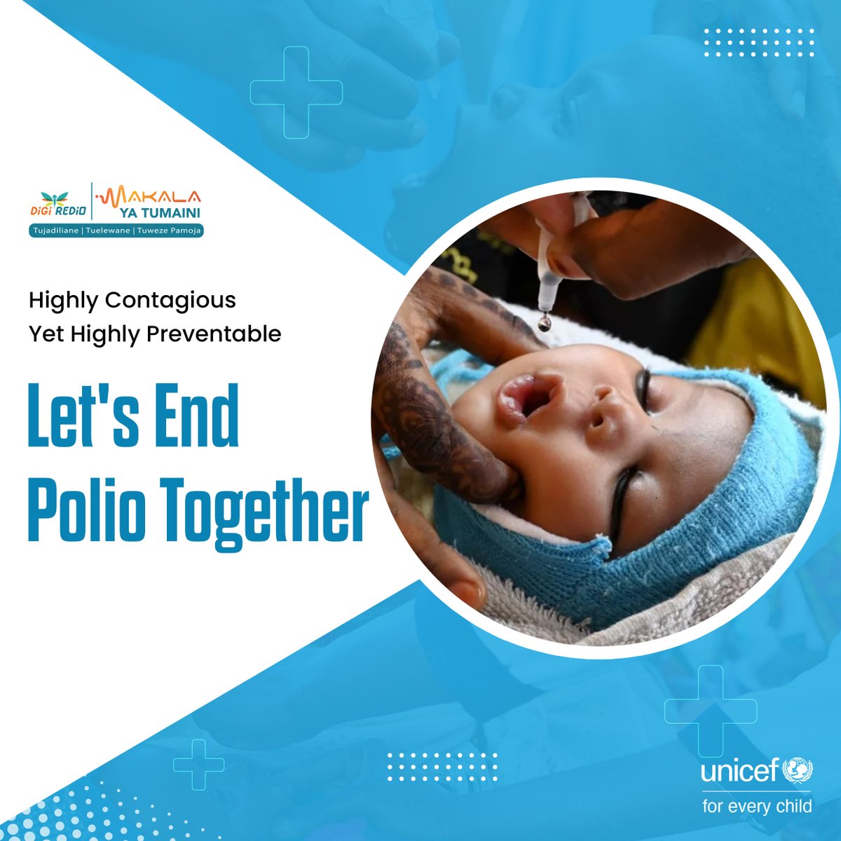 Did you know polio is transmitted through water that is contaminated with the faeces of an infected person? Let's end #polio by ensuring every child is vaccinated.  Join us on #MakalaYaTumaini Radio show​

@UNICEFKenya
@MOH_Kenya
@MOH_DHP
​@VaccinesKenya
@CBCC_Africa