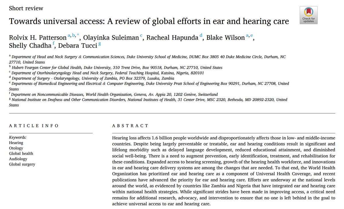 🌍👂 Delving into global ear & hearing care: our review highlights barriers to access, recent policy advancements, & next steps for universal care. #HearingCare #GlobalHealth #GlobalSurgery #HealthEquity 👂 (DM for PDF!) pubmed.ncbi.nlm.nih.gov/38520900/