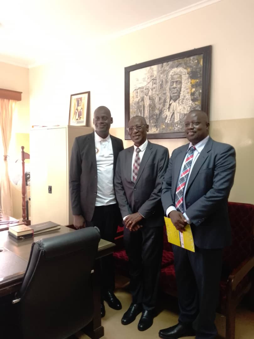 Today I was honoured to meet with Justice Vincent Mugabo (on my right), the Resident Judge Fortportal in his chambers. I'm in Fortportal with the Judiciary to sensitize their staff on the Presidential initiative to end HIV being a threat to health by 2030.