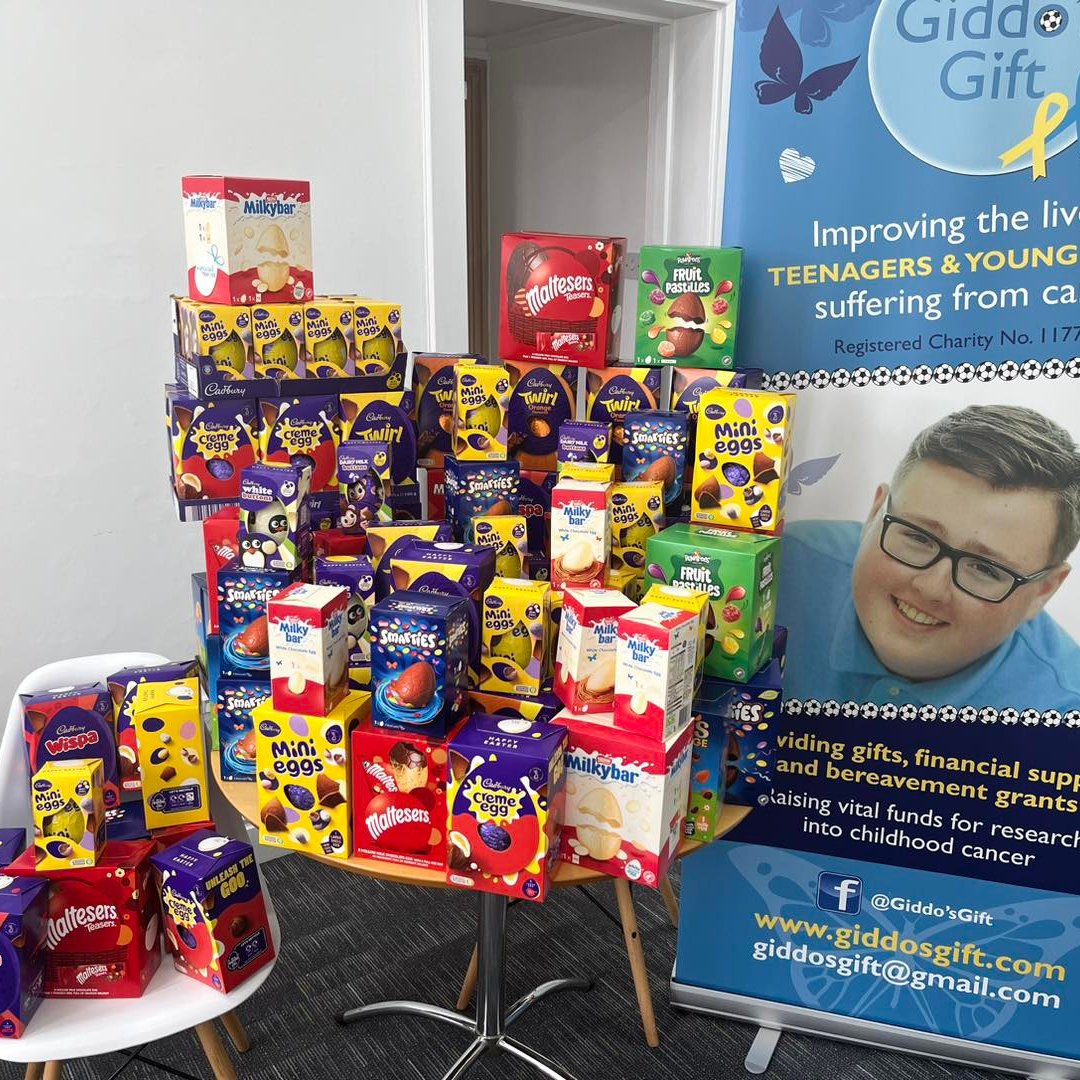 🐣We recently donated easter eggs to a local charity Giddo’s Gift An amazing charity that improves the lives of teenagers and young adults suffering from cancer.💙