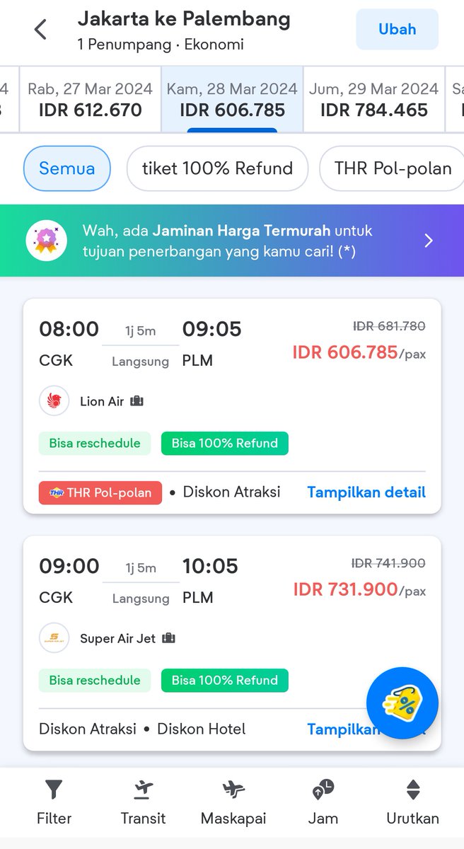 Gak nyangka tiket mudik ke Palembang bisa dapat harga segini di @tiket langsung pesen gaksiii sumpah seneng banget #TiketBagiTHR ada #THRPolPolan kesempatan mudik jadi terbuka lebar, alhamdulillah 🤗 @svina67 @lovearirang @ipaa2122 @travelaffyu @07nanas