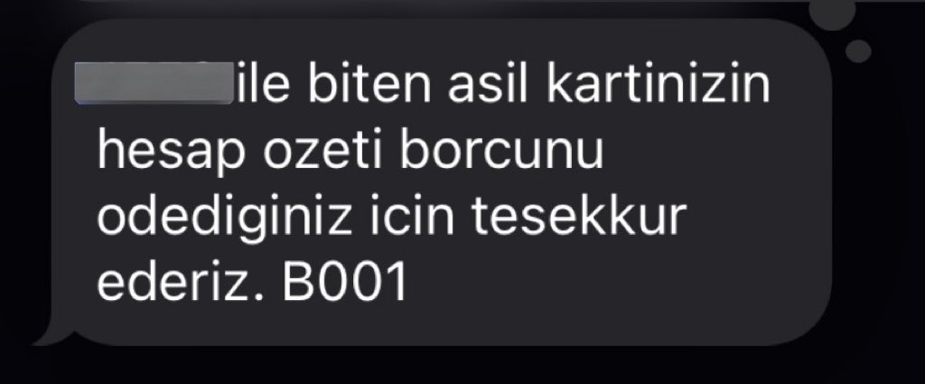 Nikah süreci akabinde kartım aşırı şişmiş ve buna bağlı olarak da son ay yüklü sayılabilecek bir ekstre ödemiştim. İş Bankası da herhalde bu, bu ekstreyi nasıl ödedi diye şaşırıp aşağıdaki mesajı atmış. Zira yıllardır kullandığım kart için ilk kez böyle bir mesaj geldi.