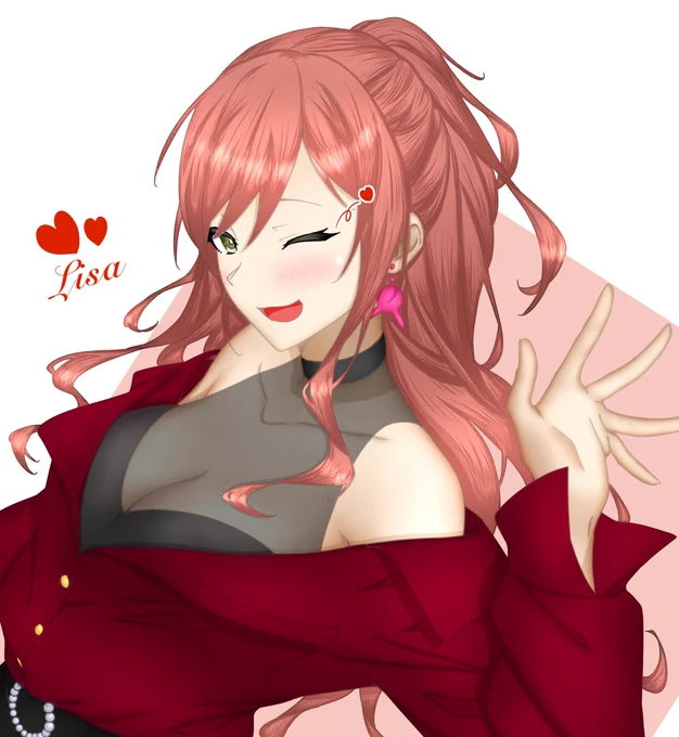 奏さん(  )のリサちゃん線画をお借りして塗ってみました!私流の可愛い系塗りで塗りましたが、それでも奏さんのリサちゃんかっこよすぎて…線画ご提供、ありがとうございました!!めっちゃ塗ってて楽しかった!!! 