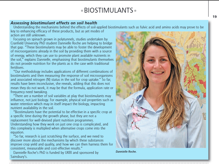 Thanks to @roseheather1 for dropping my feature in this months magazine on #biostimulants @ACTHortNews . We discussed their efficacy and requirement for robust trials to understand their mechanisms of action. @CranfieldUni @foodbiosystems