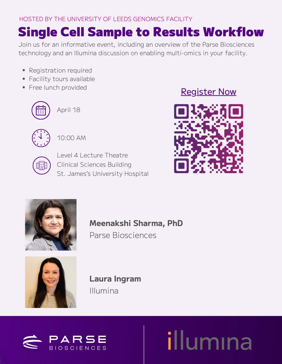 Join us on the 18th April for this joint <a href="/ParseBio/">Parse Biosciences</a> / <a href="/illumina/">Illumina</a>  event hosted by the Leeds Genomics Facility.