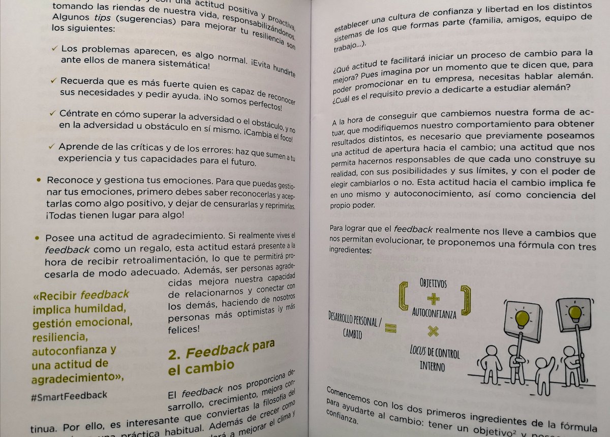 Recibir feedback implica humildad, gestión emocional, resiliencia, autoconfianza y una actitud de agradecimiento. Aprende de las críticas y los errores; haz que sumen a tu experiencia y tus capacidades para el futuro!! @_TIRURIRU_ #SmartFeedback #FelizMartes