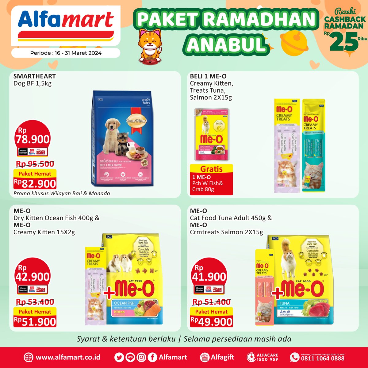 alfamart's tweet image. ✨ Makanan untuk Kucing Promo Buy 1 Get 1 😍😍

Banyak pilihan dan promo untuk produk #MakananKucing di Alfamart, cuss stock yang banyak produk pilihan berikut ini.

Langsung ke #Alfamart terdekat atau bisa lewat aplikasi #Alfagift
Periode 16-31 Maret 202