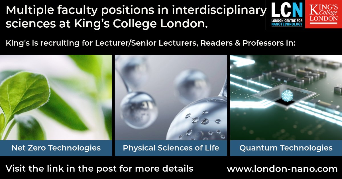 Multiple faculty positions in interdisciplinary sciences at King’s College London. Apply now ➡️ loom.ly/aE2PK3o Deadline is 14 April