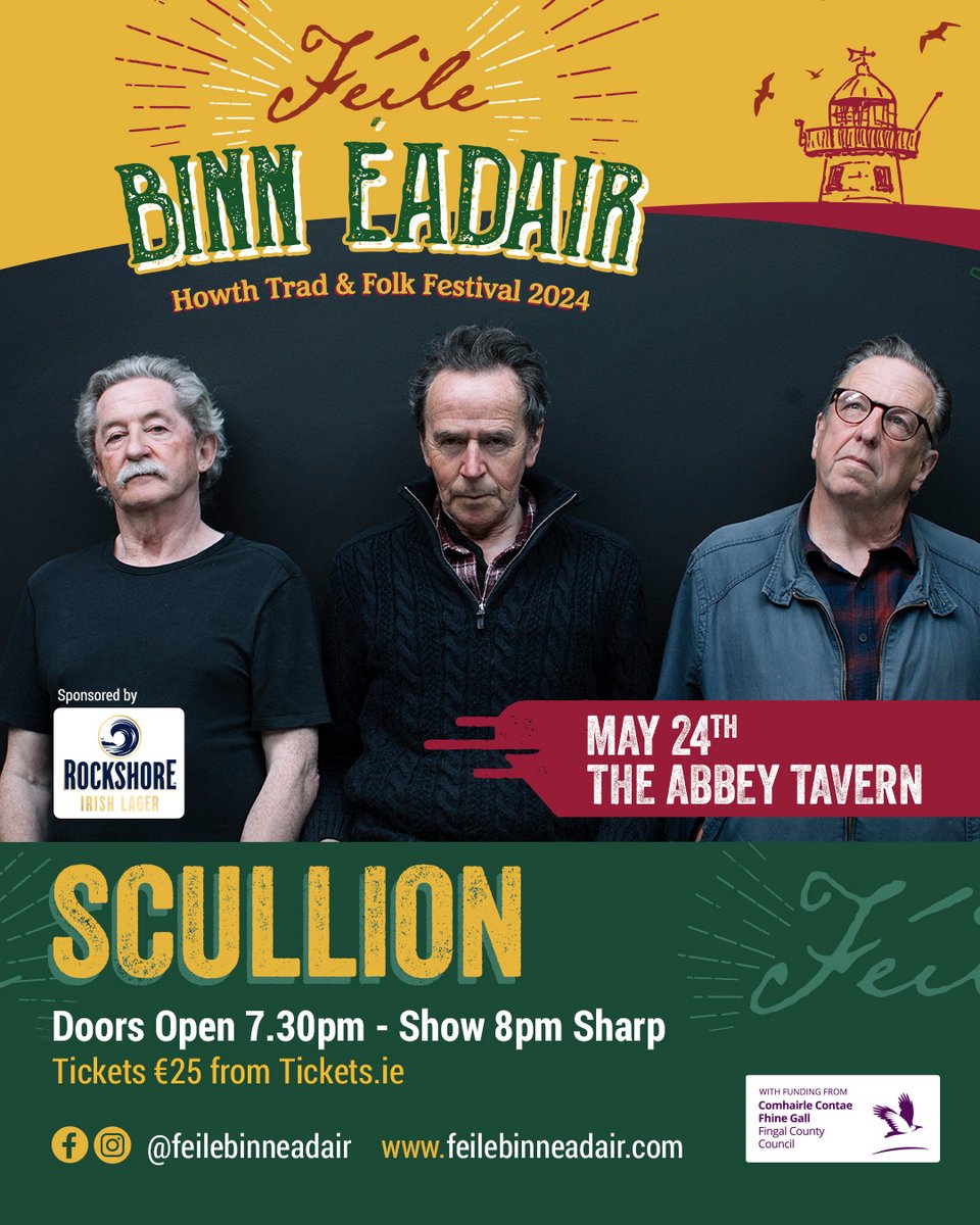 Scullion are delighted to be performing at Féile Binn Éadair this May 🎪

Tickets available at: feilebinneadair.com