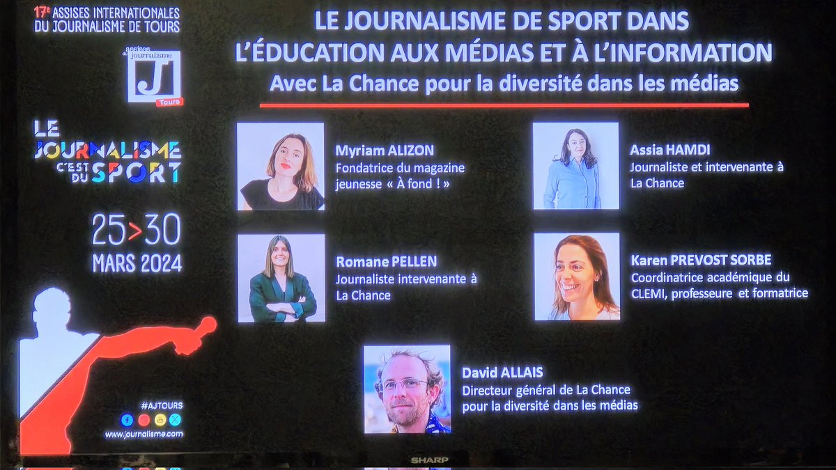 La Chance @lachance_media est à Tours pour @LesAssises : débat sur le sport dans l'éducation aux médias avec notamment les témoignages de @PellenRomane et @Assia_H.