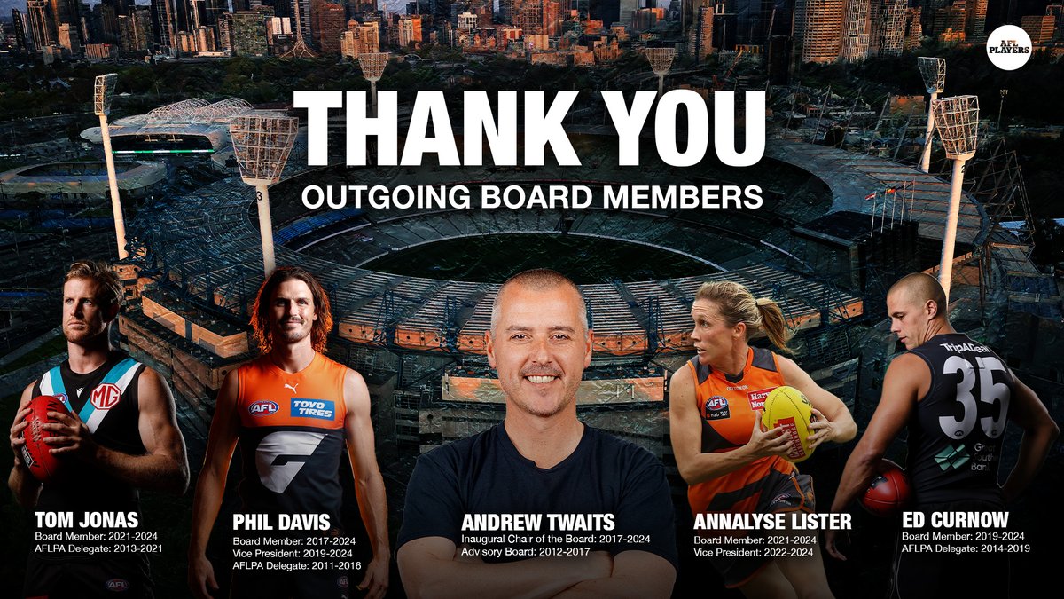 Thank you to our outgoing Board members for their immense contribution to the AFLPA, players and the game.