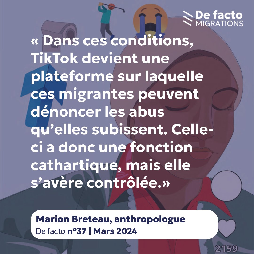 [De facto / En images] 'L’intimité sur TikTok, une affaire publique pour les femmes domestiques migrantes dans le Golfe', @MarionBreteau, anthropologue. De facto n°37, mars 2024. Lire l'article: icmigrations.cnrs.fr/2024/03/12/def…