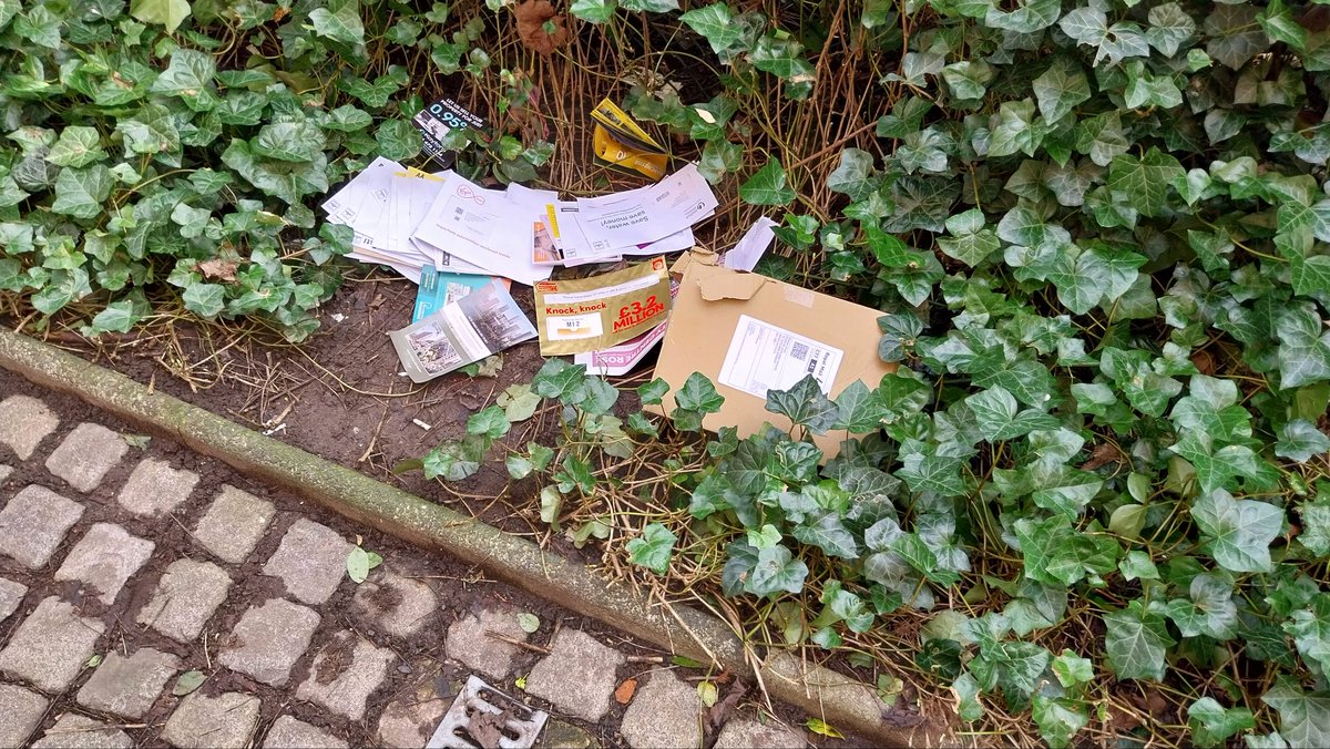 Morning @RoyalMail, a large pile of dump mail this morning at ///evenly.drag.image Including mail from @unitedutilities and @Virgin