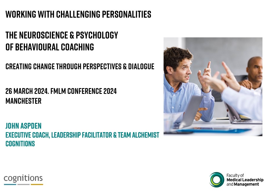 Join me for an interactive workshop on: 
Challenging Personalities in the Workplace. The Neuroscience and Psychology of Behavioural Coaching. Today 14h20 Room 1.218. Faculty of Medical Leadership and Management Conference 2024 Manchester. #FMLMConf24

lnkd.in/eag-Ef9e