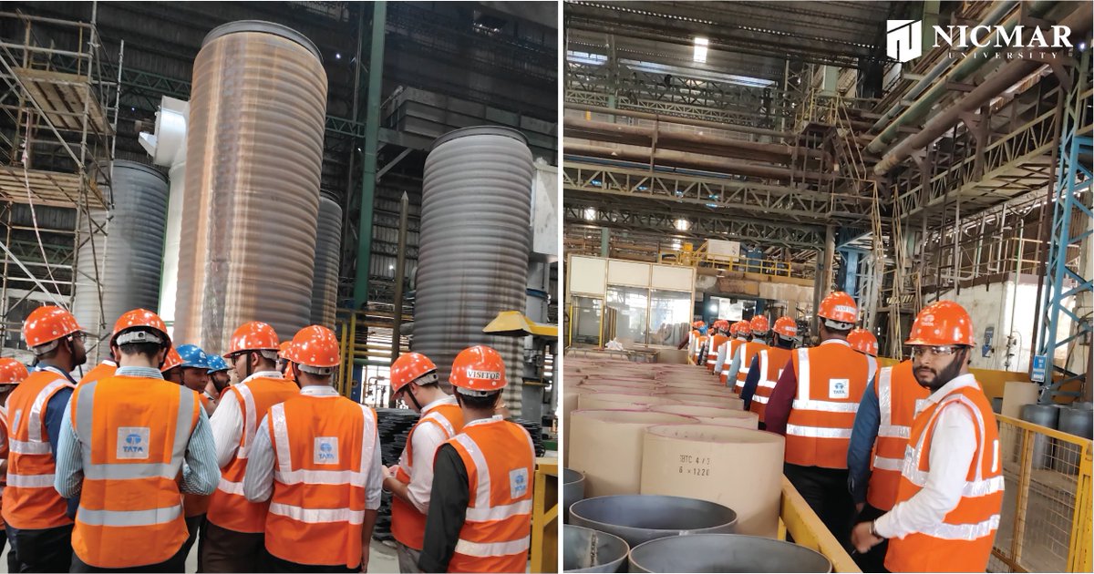 The MBA students of NICMAR Business School visited Tata Steel Limited Plant in Khopoli, Maharashtra. 
The students had immersive learning experience visiting the production units of NCRM, WCRM, Tube plant and Large Dia Pipe Plant.

#NICMARUniversity #NBS #ImmersiveLearning