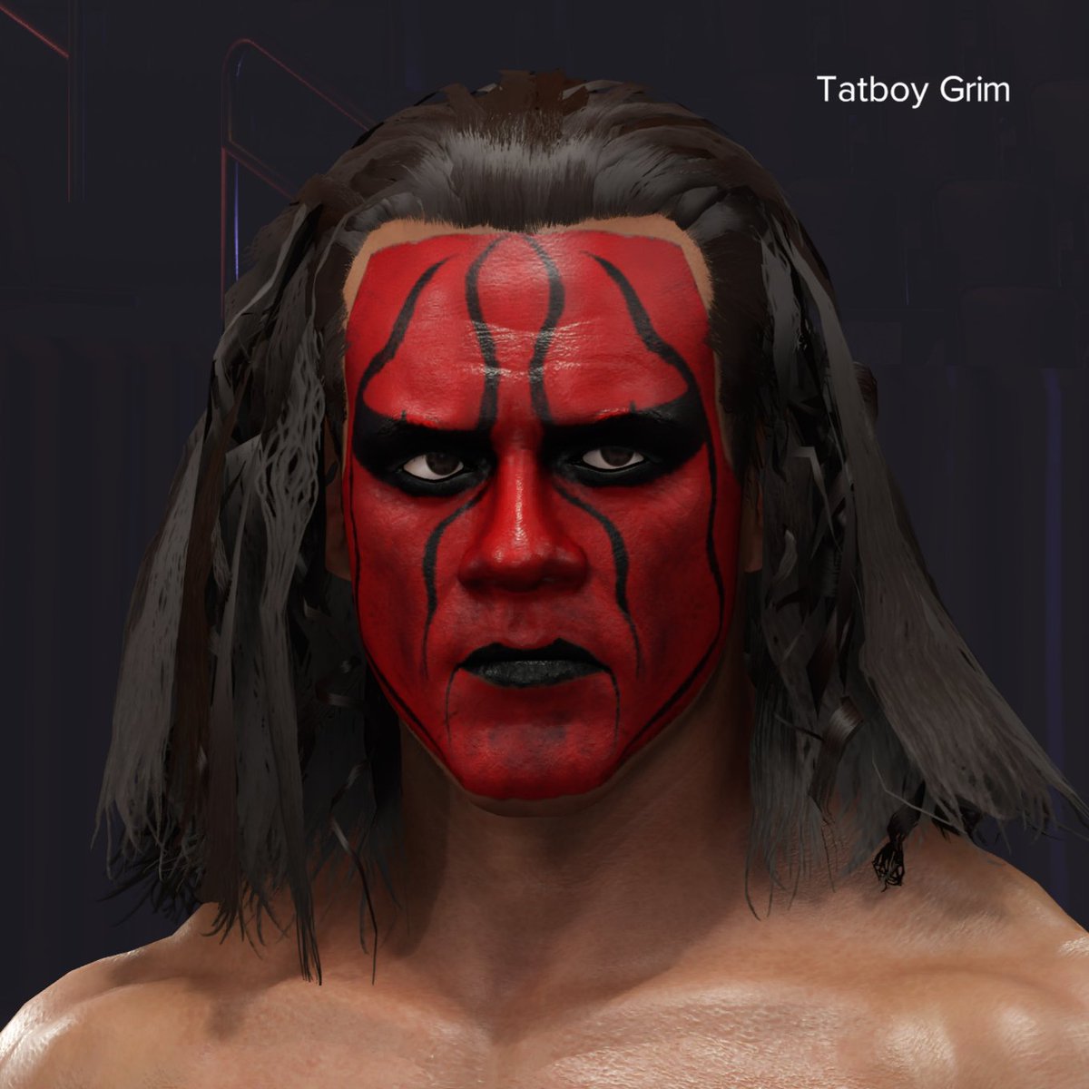 Very early WIP Wolfpac Stinger with working facepaint. #WWE2K24