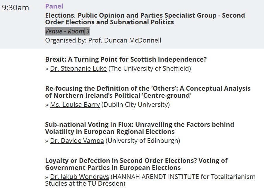 At 9.30 this morning at #PSA24, I'm chairing this fine panel, with papers by @DrStephanieLuke, @DavideVampa, @JakubWondreys, & Louisa Barry. Venue is now: TIC - AUDITORIA C (Level 2 and 3) @PolStudiesAssoc