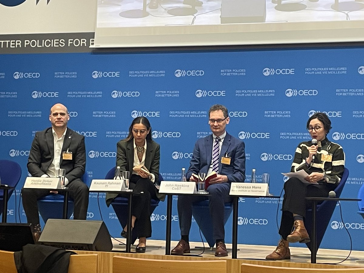 At <a href="/OECD/">OECD ➡️ Better Policies for Better Lives</a> this week for Global Anti-Corruption and Integrity Forum. Promises to be fascinating. 
First session for me: <a href="/BaselInstitute/">Basel Institute on Governance</a>, Transparency International, <a href="/CoSTransparency/">CoST</a> &amp; <a href="/atkinsrealis/">AtkinsRéalis</a> on governance &amp; corruption risk in infrastructure development
<a href="/anticorruption/">Transparency International</a> #OECD