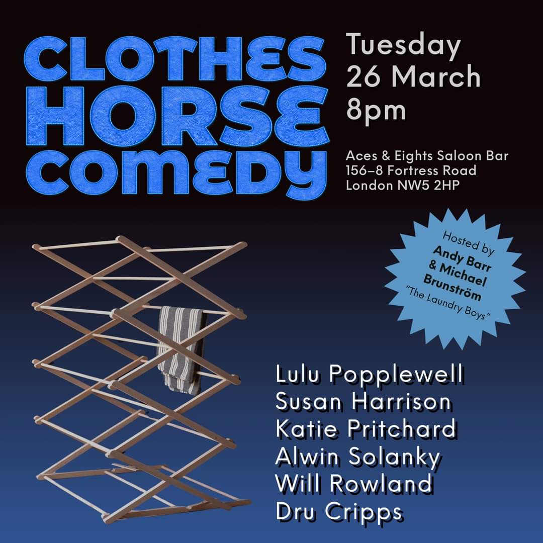 Tonight, we ride again, with some fabulous jockeys trying out some new material (in this metaphor, would this be stances on the back of the horse? Crop techniques? It's all a little muddled really). Anyway, come along. Tix: eventbrite.co.uk/e/clothes-hors…
