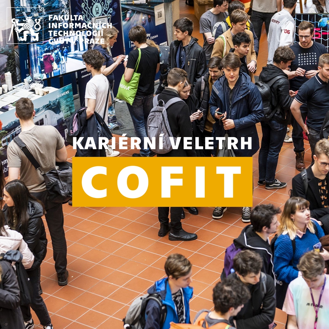 ⏰ Právě teď začíná náš fakultní Kariérní veletrh #COFIT pro studenty FIT ČVUT. Přijďte se do atria setkat se zástupci firem a najít si svou praxi při studiu. Program: fit.cvut.cz/cofit #studujspraxi #karierniveletrh #kariera #fitcvut #cvut