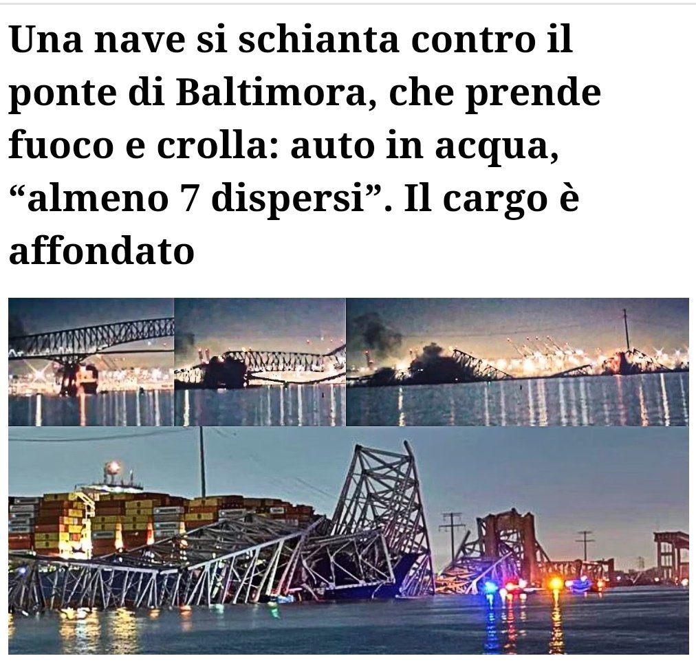Fiodor1976's tweet image. mi raccomando, il ponte sullo stretto di messina costruiamolo bello alto, grazie. 

#Baltimora #Keybridge #pontesullostretto