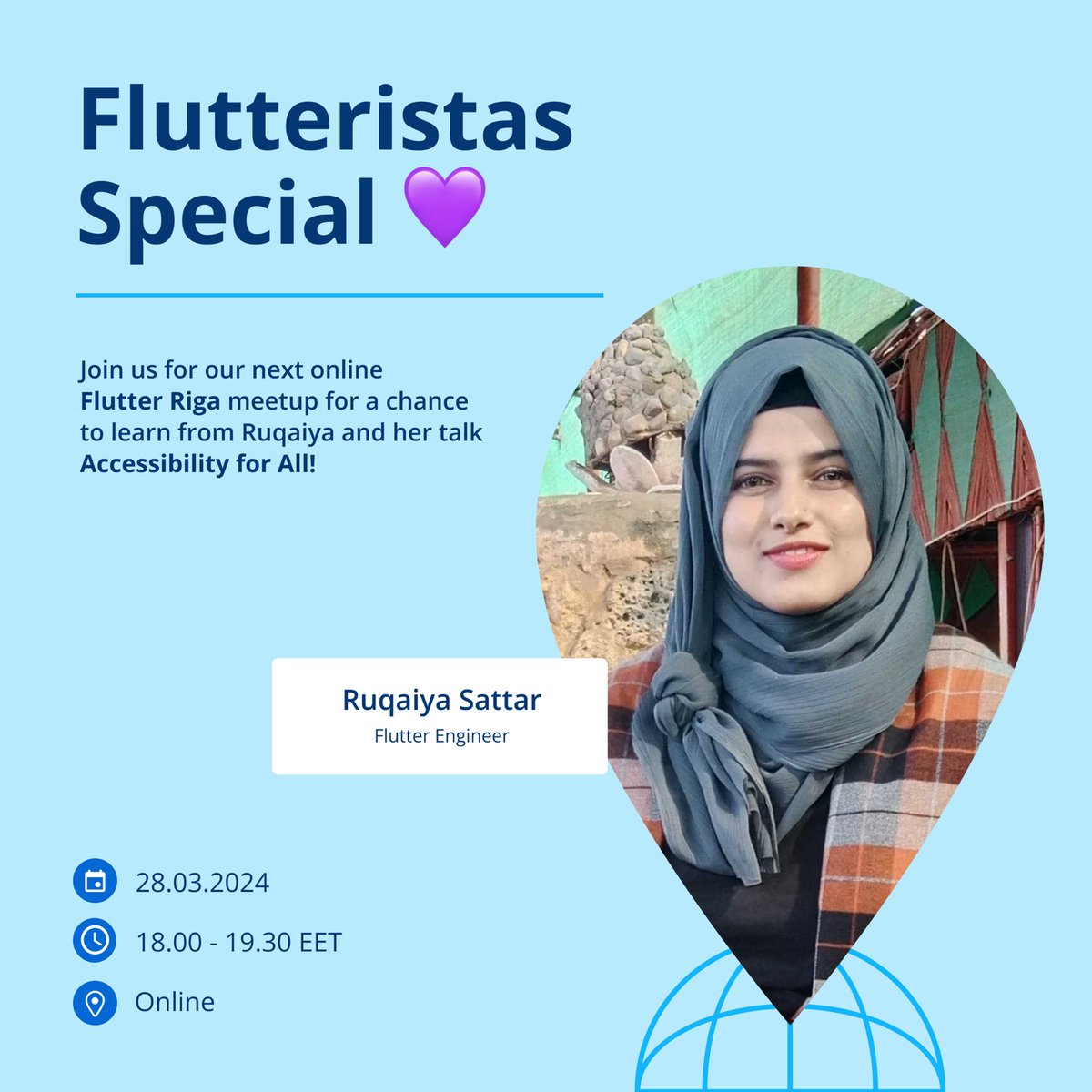 Flutter Riga (@flutter_riga) on Twitter photo Meet <a href="/ruqaiyasattar31/">Ruqaiya ๐</a>, our next speaker for the Flutteristas Special ๐
Ruqaiya will discuss a very important topic in modern app development - Accessibility ๐ฑ
Check out the full agenda & RSVP here: meetup.com/flutter-riga/eโฆ Meet <a href="/ruqaiyasattar31/">Ruqaiya ๐</a>, our next speaker for the Flutteristas Special ๐
Ruqaiya will discuss a very important topic in modern app development - Accessibility ๐ฑ
Check out the full agenda & RSVP here: meetup.com/flutter-riga/eโฆ
