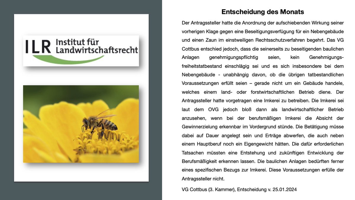 Entscheidung des Monats März 🐝

Jetzt Nachlesen unter BeckRS 2024, 856!