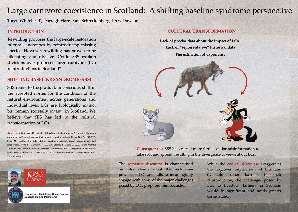 Great start to #SCCS24 from @juliapgjones! Here’s my poster on large carnivore coexistence (#wolf #lynx) in #Scotland: a SBS perspective based on a paper that I hope will be published soon. Feel free to come and chat if you’re at the conference or reach out on here! #rewilding