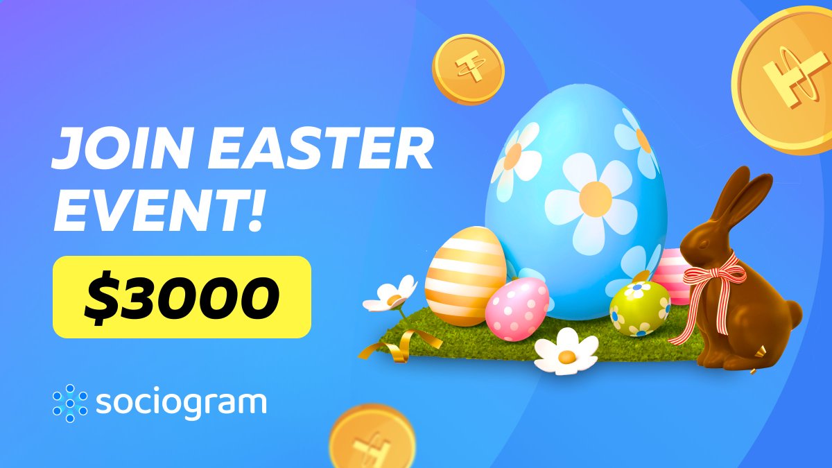 🐰Join $3000 Easter Event from Sociogram🐰
Happy Upcoming Easter! We've prepared a festive event:

🎁Part 1: $1500 prize | 100👤 app.questn.com/quest/88542715… 
🎁Part 2: $1000 prize | 20👤debank.com/stream/1850654
🎁Part 3: $500 prize | 10👤 sociogram.org/post/171144224…

📍Random winners will