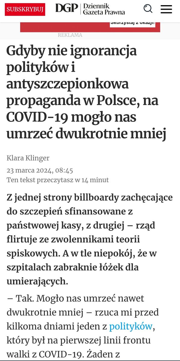 W @RadioNowySwiat odbyła się ciekawa rozmowa z atorką poniższego tekstu red. @KlaraKlinger z @DGPrawna Ciekawa i smutna - niestety zabrakło Upamiętnienia Ofiar Covidu... Kiedyś i teraz. #prasa #Polska #media