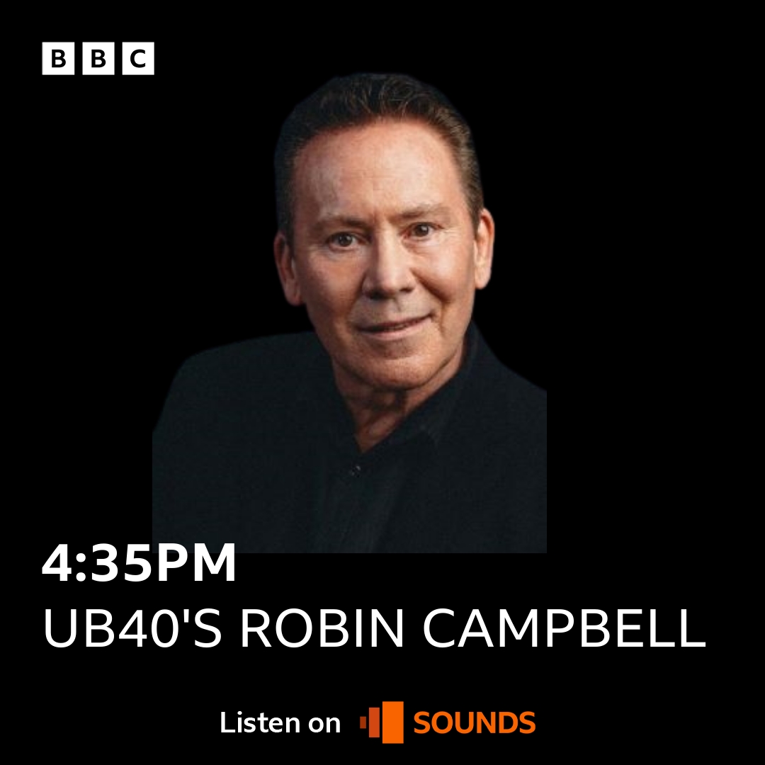 THIS AFTERNOON: @UB40OFFICIAL legend Robin Campbell shares the band's new music as it celebrates 45 years in the biz. Plus we talk about teaching the band's songs to a new singer, and reminisce about @TOTPofficial! 📻: BBC Radio Kent / BBC Radio Surrey / BBC Radio Sussex