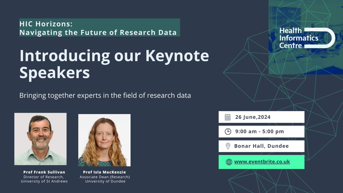 Introducing the Keynote Speakers for our upcoming event, 'Navigating the Future of Research Data'. 📅26 June 2024 ➡️buff.ly/4a0NbNs #DataScience