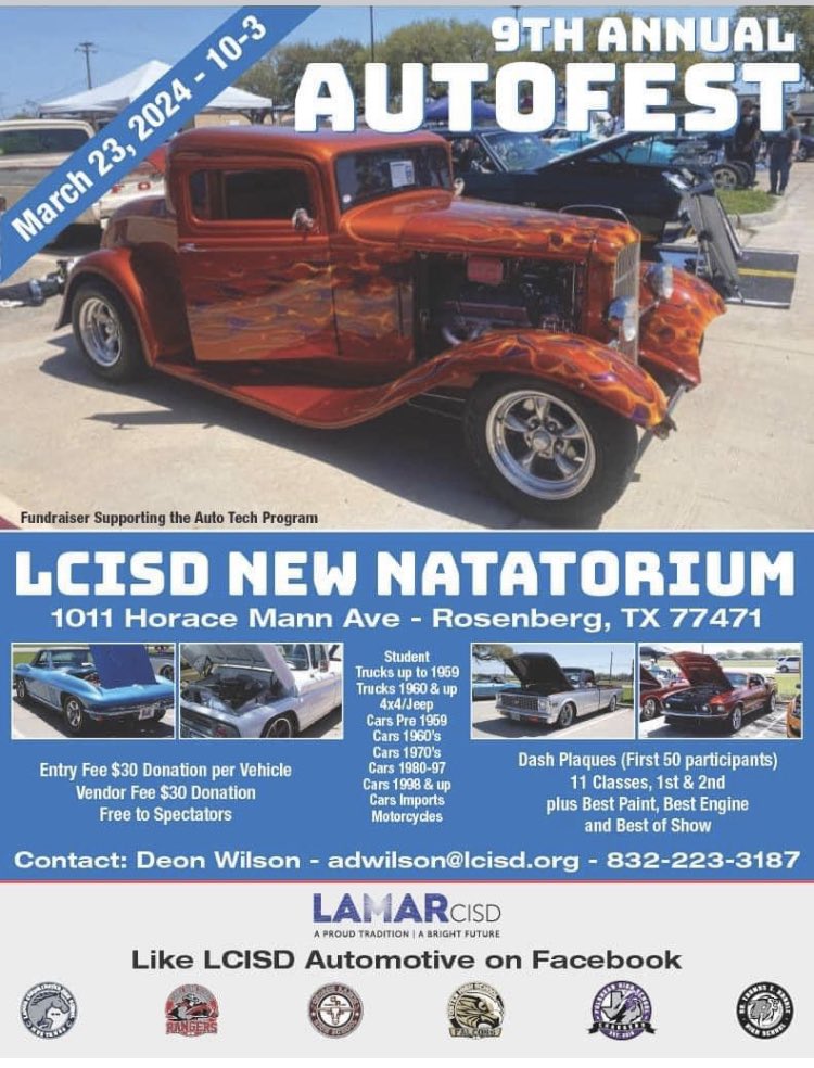 Auto_Tech_LCISD's tweet photo. Thanks for supporting the students of the Lamar Consolidated Automotive program. https://t.co/qiKjVbA6sF