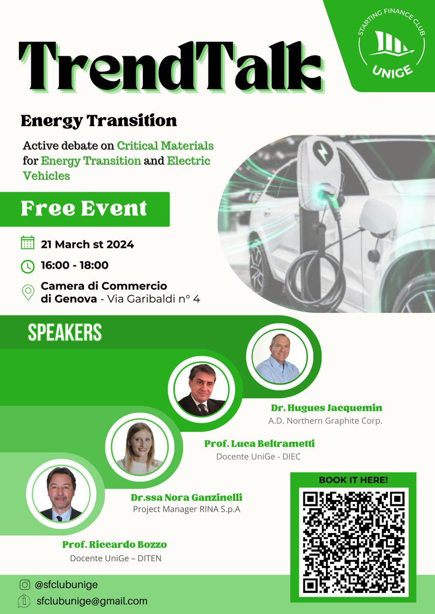 We recently presented the @GR4FITE3 project during the 'TrendTalk' event on #EnergyTransition organised by the Starting Finance Club @UniGenova. An opportunity to share insights on critical materials for energy transition and electric vehicles. #GrowWithRINA