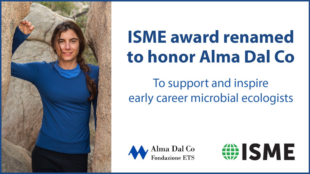 ISME and the Alma Dal Co Foundation are delighted to announce the renaming of the ISME Early Career Award to the ISME Alma Dal Co Award to commemorate the life and work of Alma Dal Co (1989 - 2022). 🔗 isme-microbes.org/news-dalco-awa…