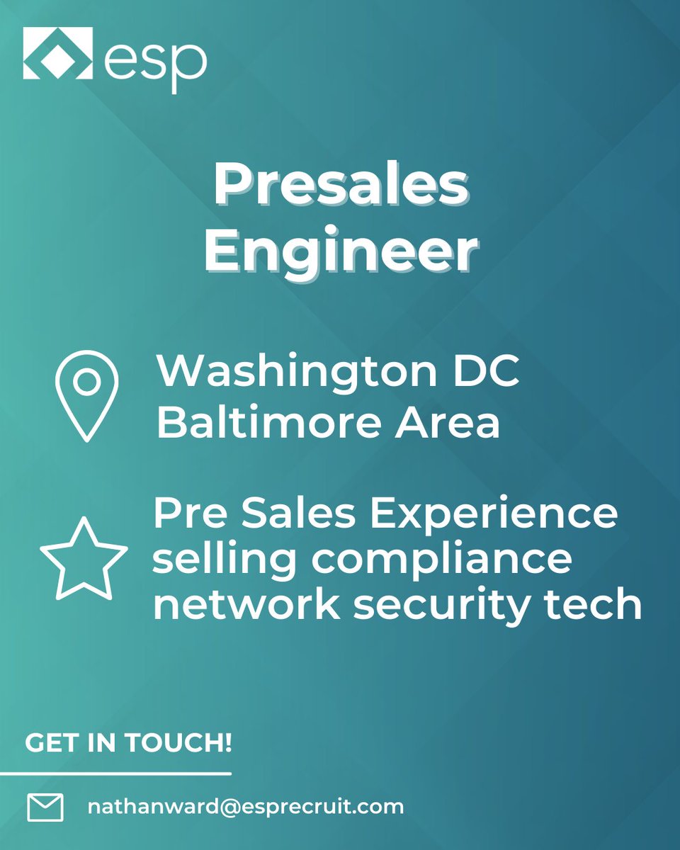 Are you a disillusioned Pre Sales Engineer bored of legacy technology?  👀

Join an exciting, fast growth cyber vendor in fast growth mode across the US 🇺🇸

In this role, you'll selling groundbreaking network security software that helps customers achieve next level outcome ...