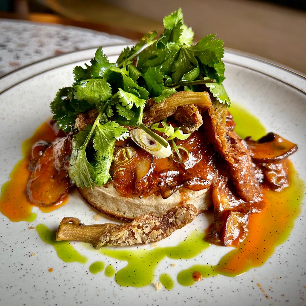 🌟 Introducing our latest culinary delight: Korean-Inspired Oyster Mushroom Crumpet with Ssamjang Sauce!   #New #OysterMushroom #SsamjangSauce #CulinaryDelight #FoodieFinds #FlavorFusion #TasteSensation #GourmetExperience #FoodDiscovery  #DeliciousDishes #AsianCuisine