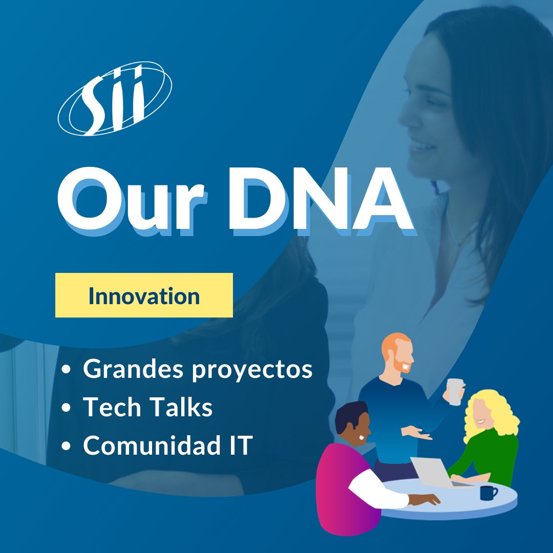 𝙊𝙪𝙧 𝘿𝙉𝘼:
#Innovation 

En SII Group Spain ponemos la #innovación en el centro de todas nuestras actividades e innovamos día a día a través de una amplia gama de proyectos, comunidades y eventos que ofrecemos y que nos permiten afrontar desafíos de transformación #digital
