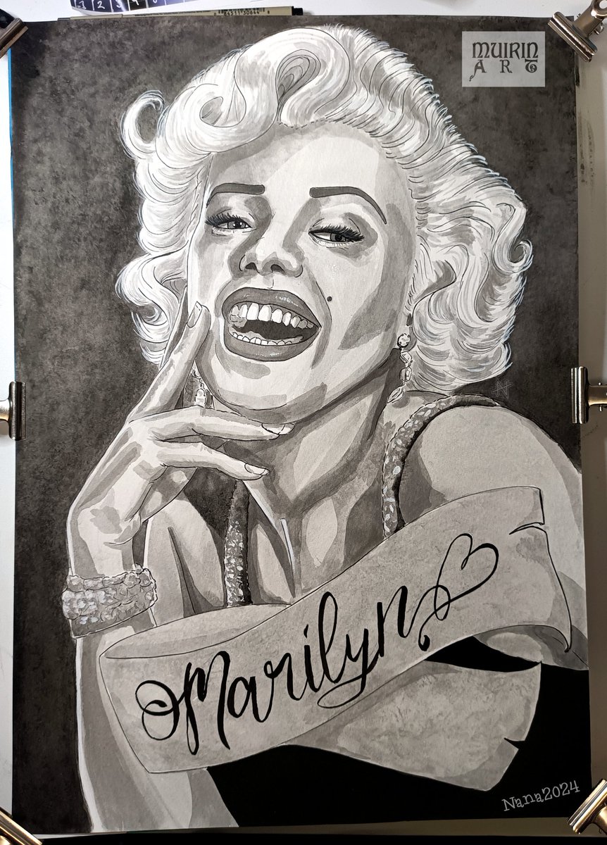 Marilyn ♥️
Reference from photo online. 
#PigmaMicron and #Sumiink on #DalerRowney A3 #watercolor paper
#marilynmonroe #marilyn #actress  #inkart #ink  #drawing #draw #art #illustration #blackandwhite #picofday #picofnight #artwork #muirin_art  #finland #suomitaide #suomi #taide