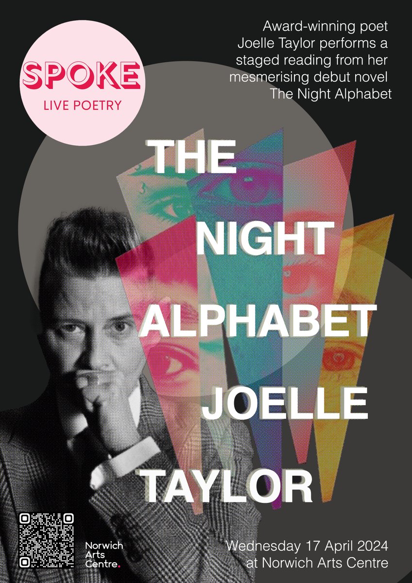 Award-winning poet Joelle Taylor reads from her 'relentlessly inventive' (Guardian) debut novel The Night Alphabet 🙌📖 Don't miss her on Wed 17 April | 8pm👉 🎟️ norwichartscentre.co.uk/event/spoke-pr…