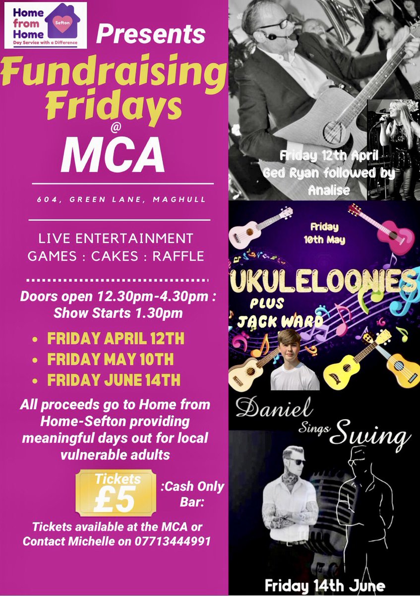 Less than 3 weeks to go until our first Fundraising Friday 💃🏻 it’s going to be a fantastic afternoon with 2 fabulous acts singing all the biggest songs from the 50’s through to the 70’s. Prebooking your tickets to reserve your table. Please get in touch if you would like to book