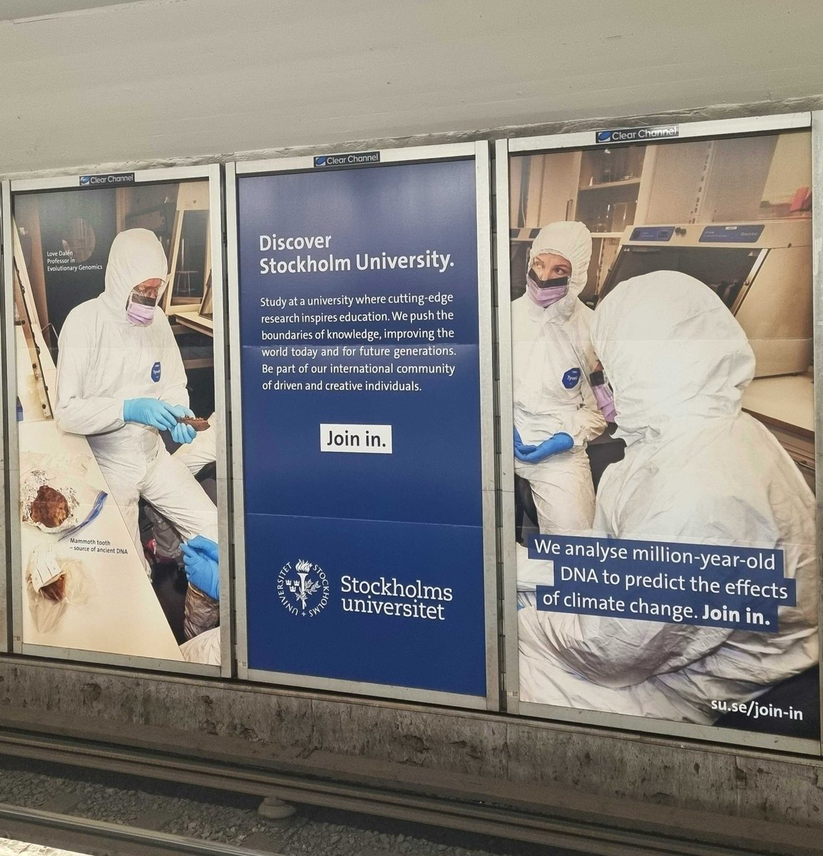 📢Exciting news! Our million-year-old mammoth research 🦣🦴🧬 is featured in @Stockholm_Uni's publicity campaign across the city's metro billboards🚇 Tag us if you see the ad somewhere else 👀✌️