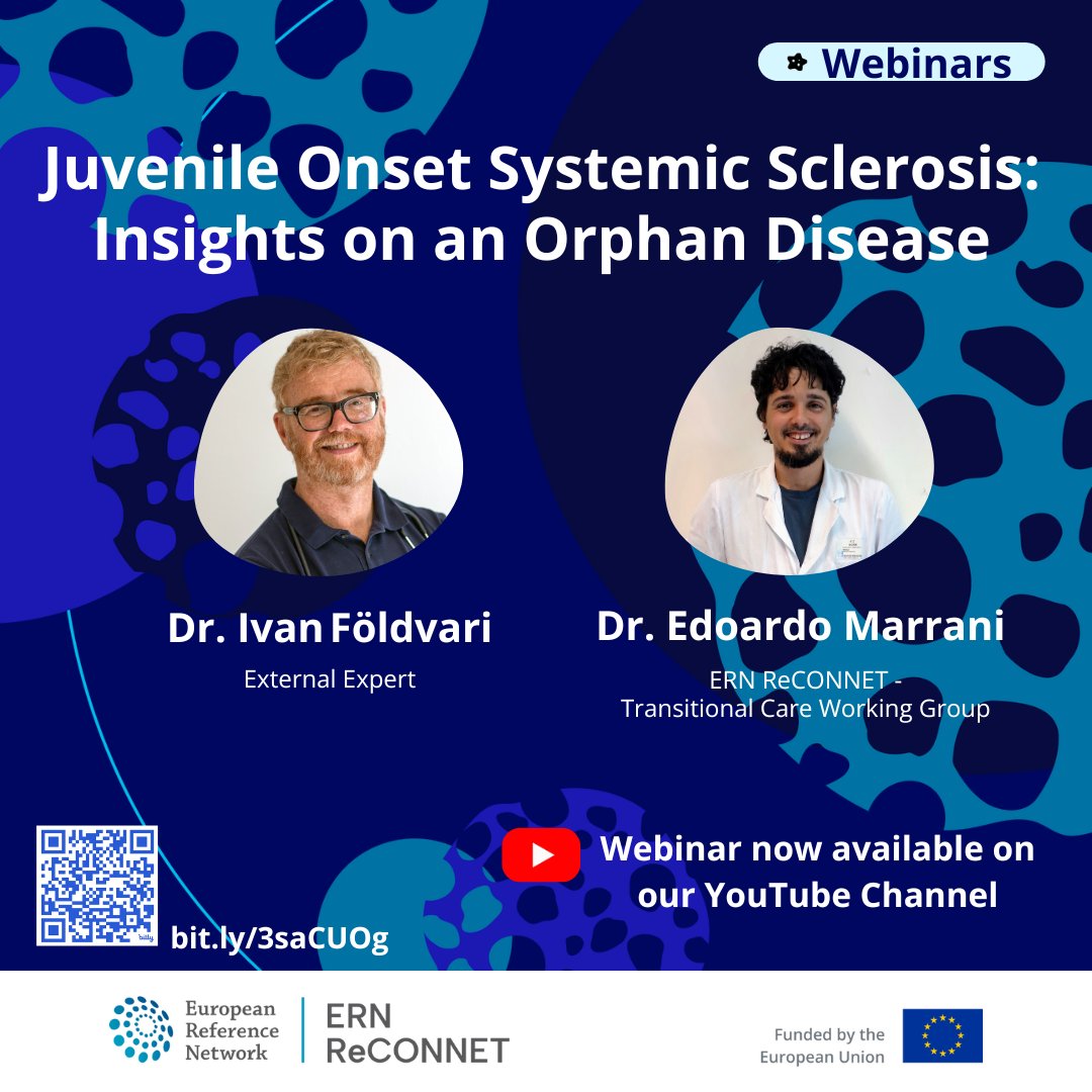 🤩@ern_reconnet latest #webinar on Juvenile Onset #SystemicSclerosis w Dr Földvari n Dr Marrani is NOW available on our 🎞️YouTube playlist bit.ly/3saCUOg 🔗Direct link bit.ly/3TuCb4h ✍️Webinars registration bit.ly/3DxXDhi ⚙️SSc bit.ly/3PAm70r