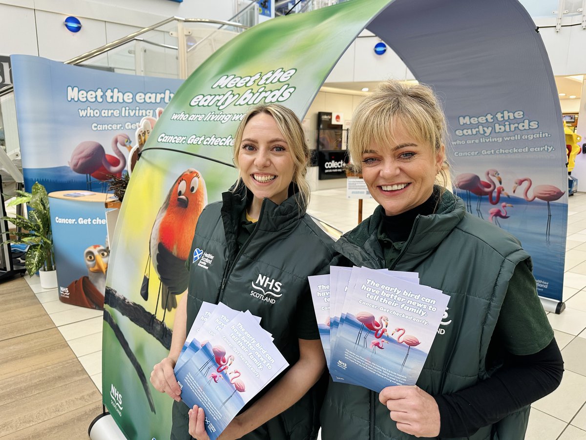Cancer can seem scary but if you get symptoms checked early the chances of coming through it are much higher. 
That's the message our friends from the Early Bird campaign are spreading in the Burns Mall today. 
Why not stop by for a chat? 
getcheckedearly.org