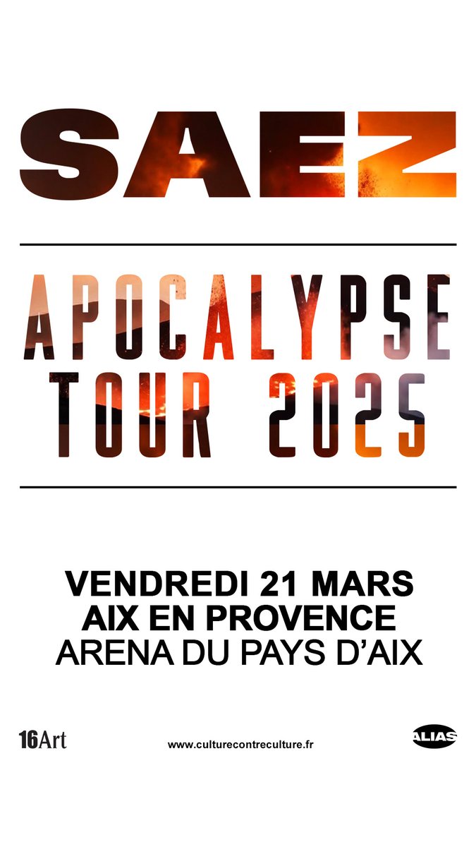 Il est de retour : après son passage explosif, 𝐒𝐀𝐄𝐙 revient mettre le feu à l'Arena du Pays d'Aix 🔥 🏟️ Vendredi 21 mars 2025. 🎟️ Mise en vente jeudi 28 octobre à 10h 📲
